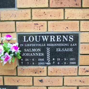 LOUWRENS Salmon Johannes 1916-2005 &amp; Elsabe 1921-2006