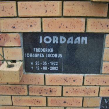 JORDAAN Frederick Johannes Jacobus 1922-2002