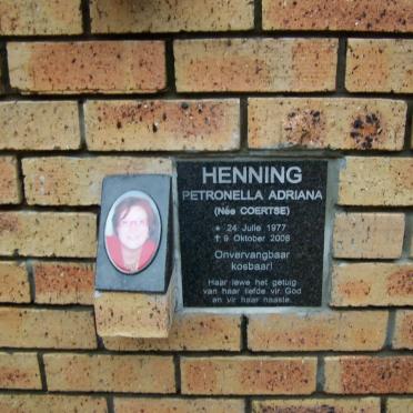 HENNING Petronella Adriana nee COERTSE 1977-2008