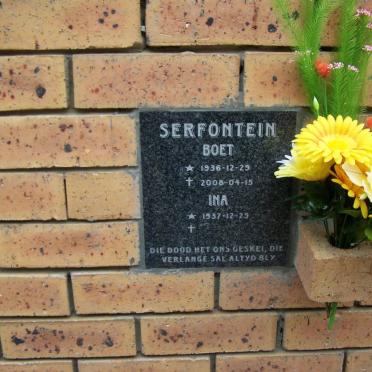 SERFONTEIN Boet 1936-2008 &amp; Ina 1937-