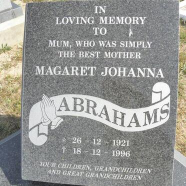 ABRAHAMS Magaret Johanna 1921-1996