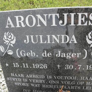 ARONTJIES Julinda nee DE JAGER 1926-1988