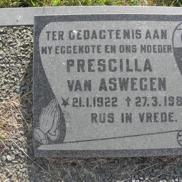 ASWEGEN  Prescilla, van 1922-1983