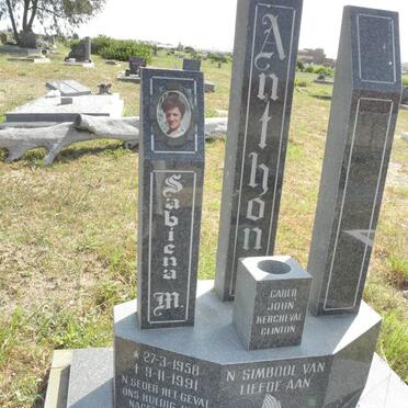 ANTHONY Sabicna M. 1958-1991