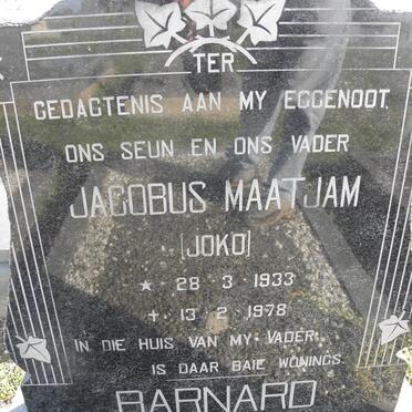 BARNARD Jacobus Maatjam 1933-1978