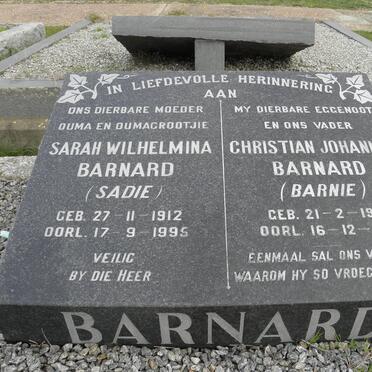 BARNARD Christian Johannes 1908-1960 &amp; Sarah Wilhelmina 1912-1995