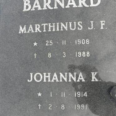BARNARD Marthinus J.F. 1908-1988 &amp; Johanna K. 1914-1991