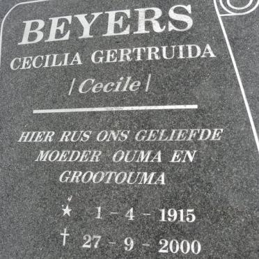 BEYERS Cecilia Gertruida 1915-2000