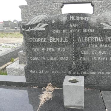 BENDLE George 1879-1953 &amp; Albertha MARX 1880-1952
