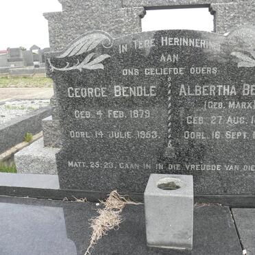 BENDLE George 1879-1953 &amp; Albertha MARX 1880-1952