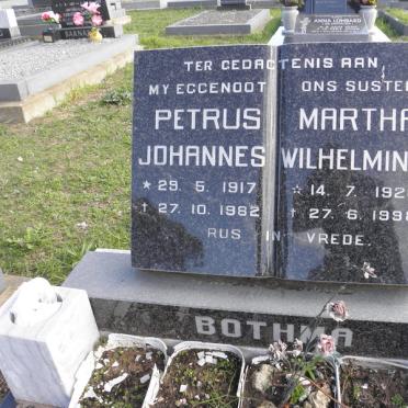 BOTHMA Petus Johannes 1917-1982 &amp; Martha Wilhelmina 1920-1998