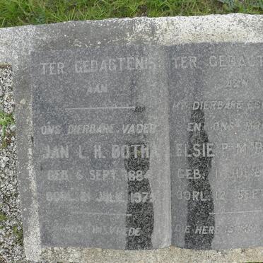 BOTHA Jan L.H. 1884-1975 &amp; Elsie P.M. 1897-1957