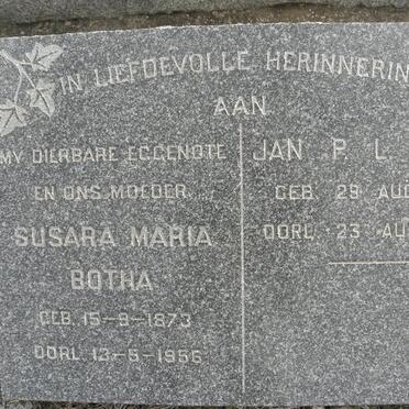 BOTHA Jan P.L. 1873-1957 &amp; Susara Maria 1873-1956