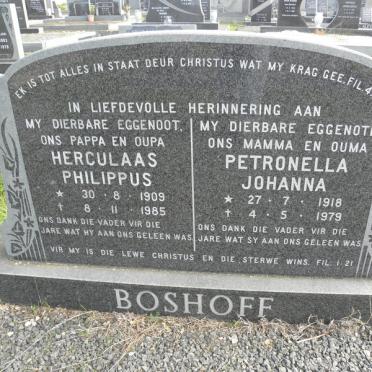 BOSHOFF Herculaas Philippus 1909-1985 &amp; Petronella Johanna 1918-1979