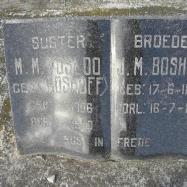 BOSHOFF Hermanus E. 1874-1954 &amp; Martha M. ROOS 1876-1951 :: BOSHOFF J.M. 1898-1969 :: VOSLOO M.M. nee BOSHOFF 1906-1940