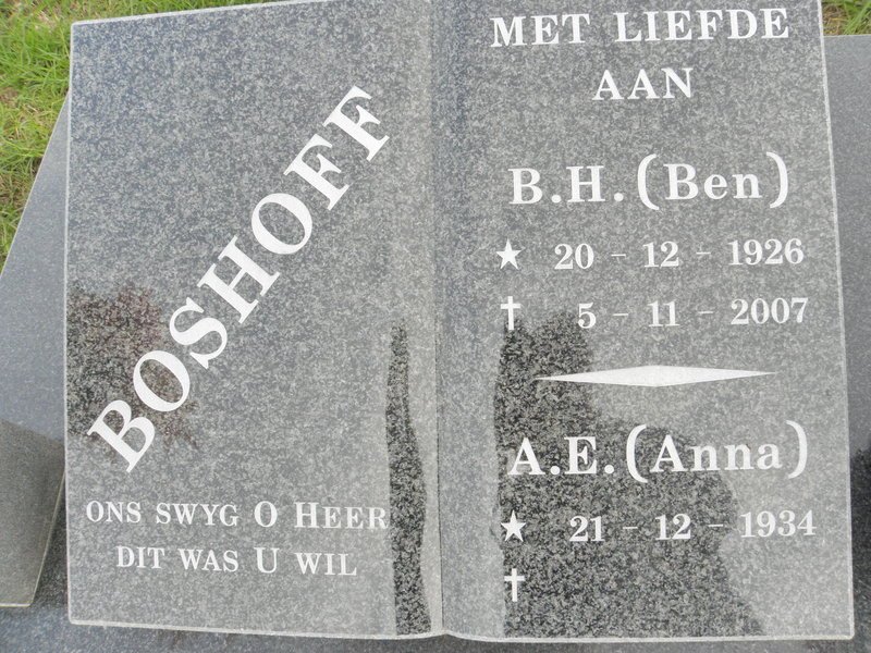 BOSHOFF B.H. 1926-2007 &amp; A.E. 1934-