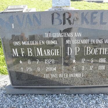 BRAKEL D.P., van 1916-1991 &amp; M.F.B. 1920-2004