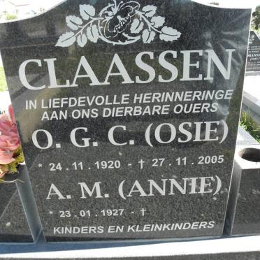 CLAASSEN O.G.C. 1920-2005 &amp; A.M. 1927-