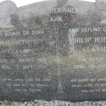 CLAASEN Philip Rudolph 1915-1956 &amp; Elizabeth G. STEYN 1916-2001
