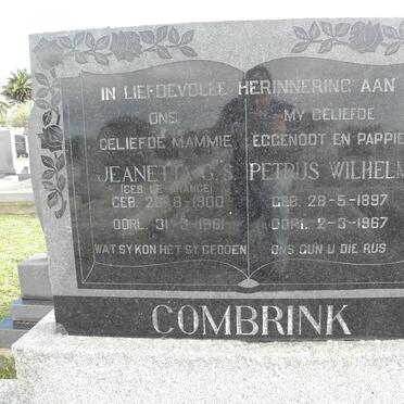 COMBRINK Petrus Wilhelm 1897-1967 &amp; Jeanetta G.S. LE GRANGE 1900-1981