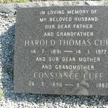 CUFF Harold Thomas 1891-1977 &amp; Constance 1896-1982