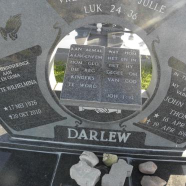 DARLEW John Arthur Thomas 1925-1988 &amp; Jeanette Wilhelmina 1926-2010