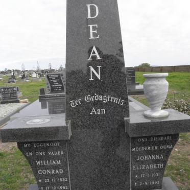 DEAN William Conrad 1932-1982 &amp; Johanna Elizabeth 1931-1995