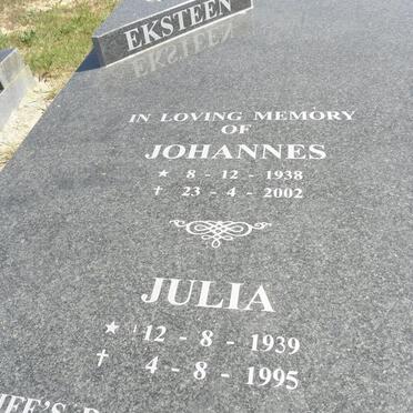 EKSTEEN Johannes 1938-2002 &amp; Julia 1939-1995