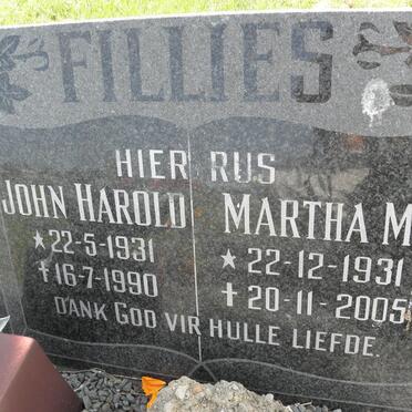 FILLIES John Harold 1931-1990 &amp; Martha M. 1931-2005