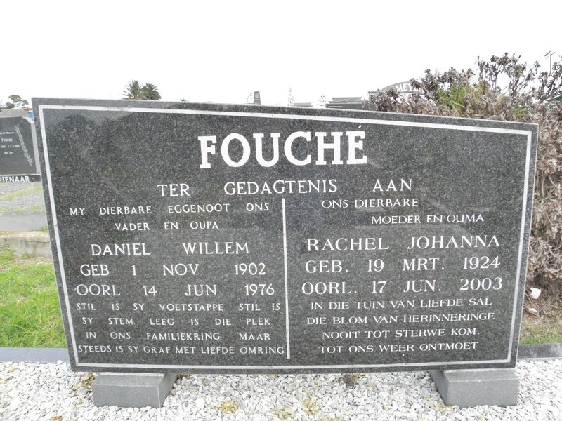 FOUCHÉ Daniël Willem 1902-1976 &amp; Rachel Johanna 1924-2003