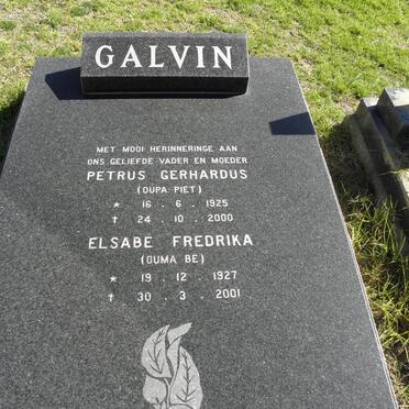 GALVIN Petrus Gerhardus 1925-2000 &amp; Elsabe Frederika 1927-2001