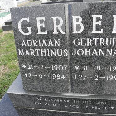GERBER Adriaan Marthinus 1907-1984 &amp; Gertruida Johanna M. 1910-1996
