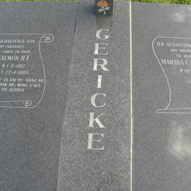 GERICKE Salmon H.F. 1917-1989 &amp; Martha C. KOTZE 1924-