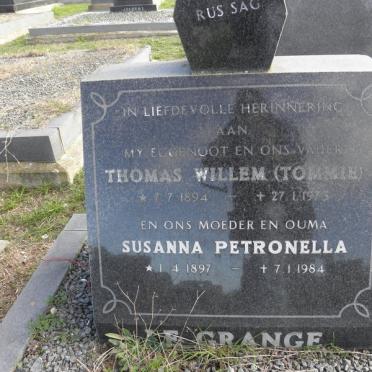 GRANGE Thomas Willem, le 1894-1973 &amp; Susanna Petronella 1897-1984