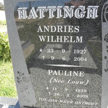 HATTINGH Andries Wilhelm 1927-2004 &amp; Pauline LOUW 1929-2009