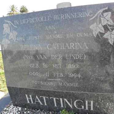 HATTINGH Helena Catharina nee VAN DER LINDE 1892-1964