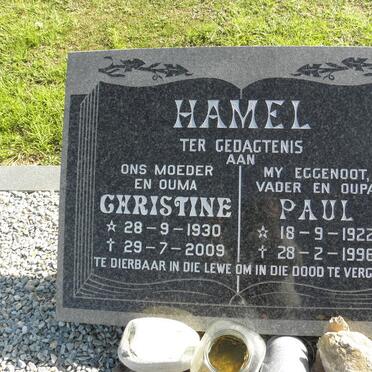 HAMEL Paul 1922-1996 &amp; Christine 1930-2009