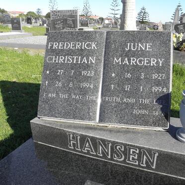 HANSEN Frederick Christian 1923-1994 &amp; June Margery 1927-1994