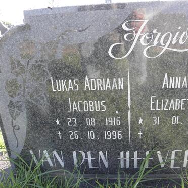 HEEVER Lukas Adriaan Jacobus, van der 1916-1996 &amp; Anna Elizabeth 1917-