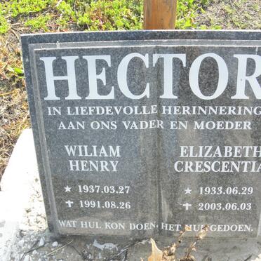 HECTOR Wiliam Henry 1937-1991 &amp; Elizabeth Crescentia 1933-2003