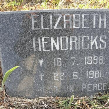 HENDRICKS Elizabeth 1898-1981