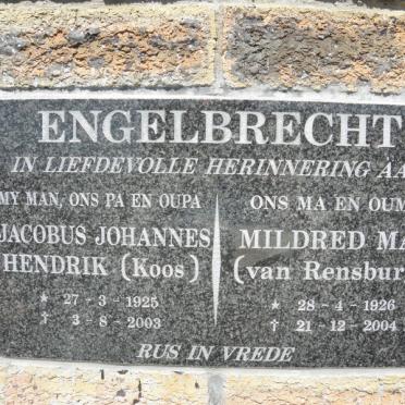 ENGELBRECHT Jacobus Johannes Hendrik 1925-2003 &amp; Mildred May VAN RENSBURG 1926-2004