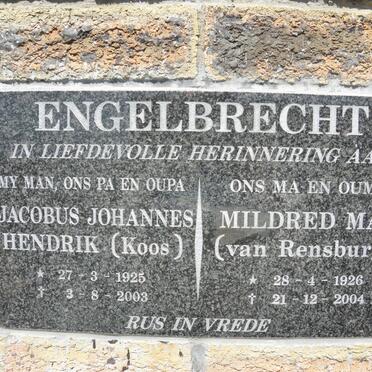 ENGELBRECHT Jacobus Johannes Hendrik 1925-2003 &amp; Mildred May VAN RENSBURG 1926-2004