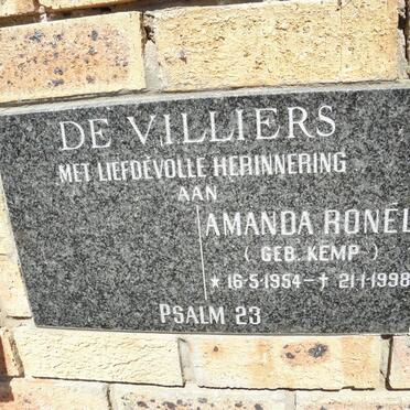 VILLIERS Amanda Ronel, de nee KEMP 1954-1998 