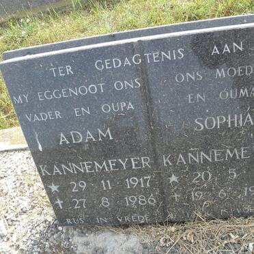 KANNEMEYER Adam 1917-1986 &amp; Sophia 1914-1990