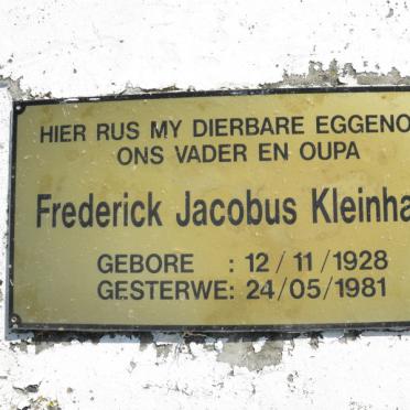 KLEINHANS Frederick Jacobus 1928-1981