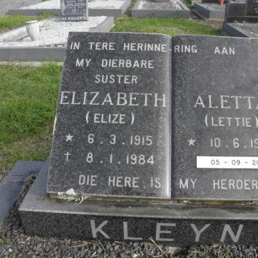 KLEYN Elizabeth 1915-1984 :: KLEYN Aletta 1912-2001