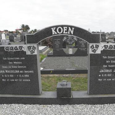KOEN Jacobus Johannes 1912-1977 &amp; Maria Magdelena SNYGANS 1921-1994