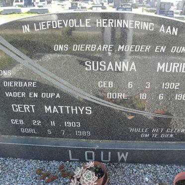 LOUW Gert Matthys 1903-1989 &amp; Susanna Muriel 1902-1984