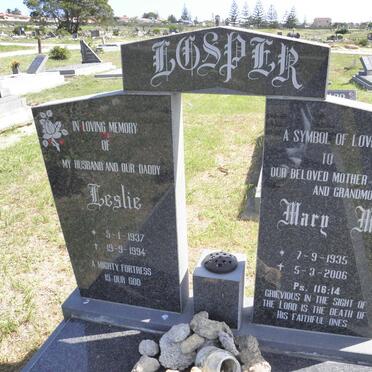 LOSPER Leslie 1937-1994 &amp; Mary M. 1935-2006